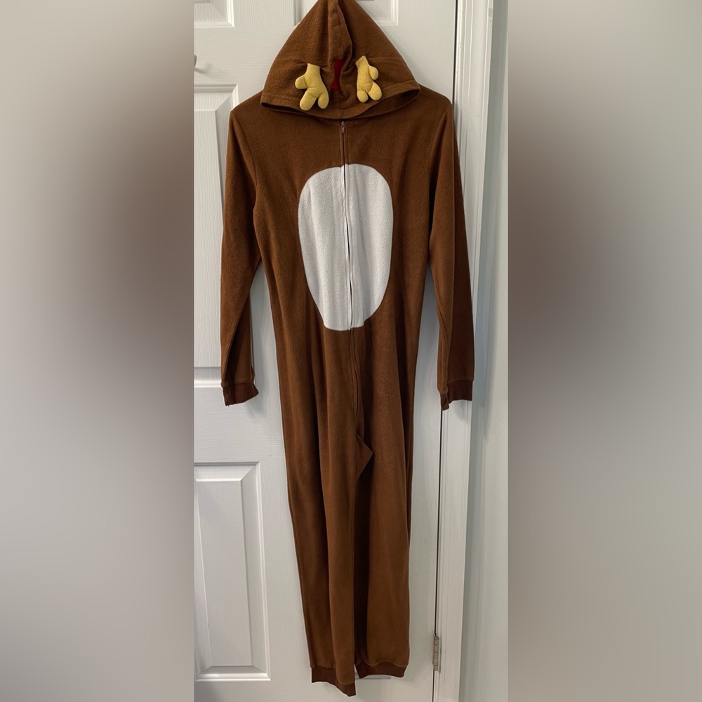Joe Boxer one piece, onesie, long sleeve, fleece reindeer pajama size 8-10